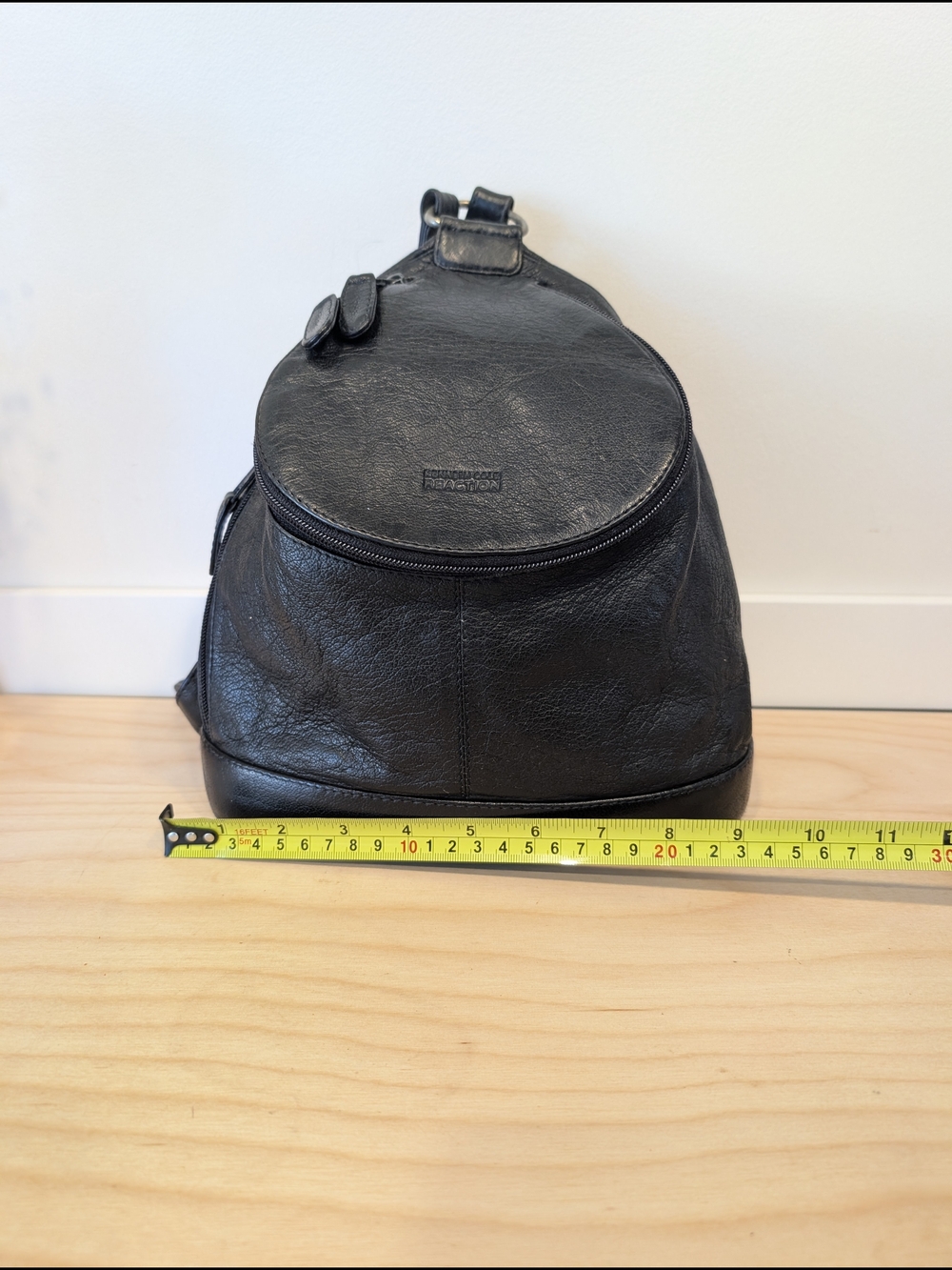 Kenneth Cole Vintage Black Leather Teardrop Backpack Purse - Picture 10 of 15
